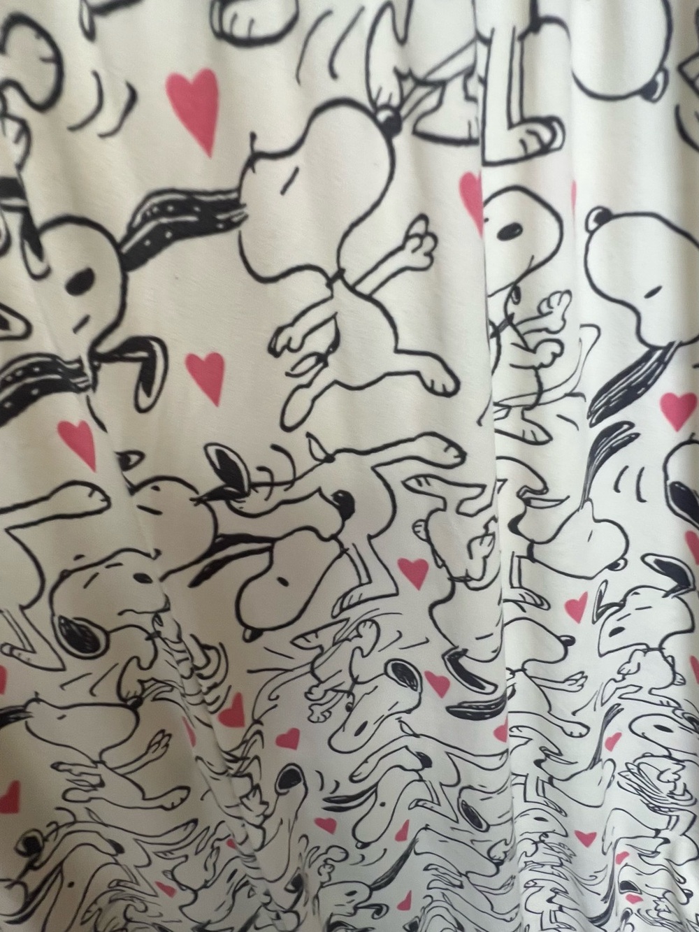 MUNKI MUNKI SNOOPY PEANUTS w/HEARTS CREAM 2PC P J SET. SIZE XL. LIKE NEW - Picture 5 of 15